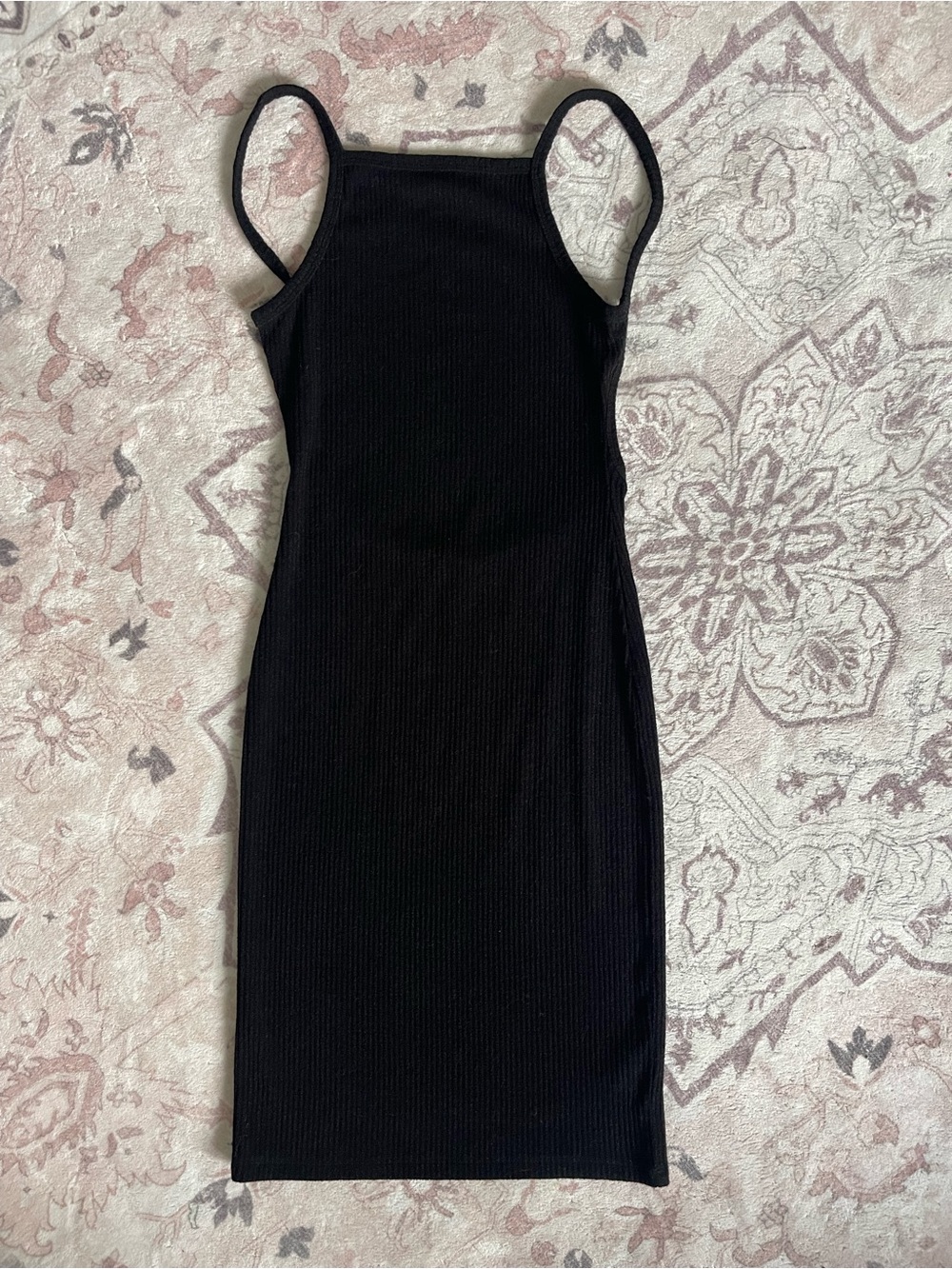 Community Black Ribbed Backless Tank Midi Dress - Women M